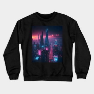 Cyberpunk City Aesthetic Futuristic Crewneck Sweatshirt